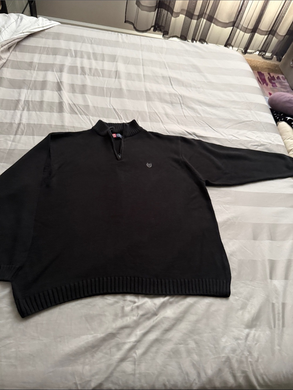 Chaps Men's Black Zip-Neck Sweater
